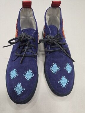 Del Toro Mens Size 10 Purple Suede Beaded Chukka Boot Sneakers Made In Italy 312